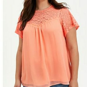 NWT Torrid Womens size 2X Coral color pullover blouse
